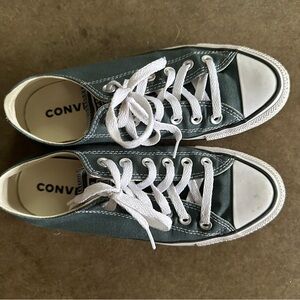 Converse Low Top Canvas Sneakers in Deep Forest Green